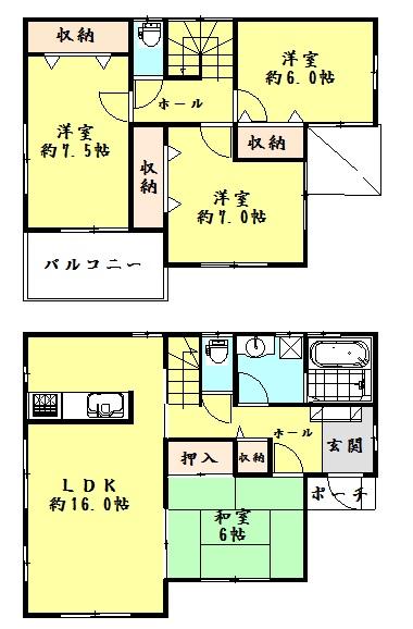 Floor plan. 28.8 million yen, 4LDK, Land area 183.99 sq m , Building area 104.33 sq m