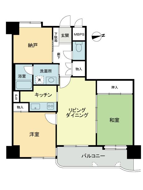 Floor plan. 2LDK + S (storeroom), Price 12.3 million yen, Occupied area 66.96 sq m , Balcony area 8.29 sq m 2SLDK