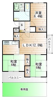 Floor plan. 3LDK, Price 13.8 million yen, Occupied area 68.14 sq m