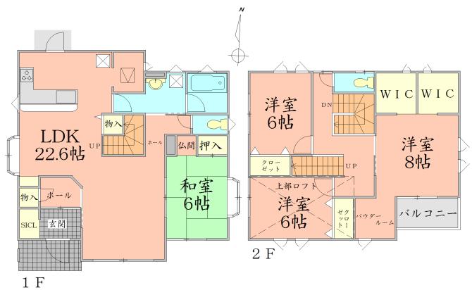 Floor plan. 42,800,000 yen, 4LDK + 2S (storeroom), Land area 257.38 sq m , Building area 135.79 sq m