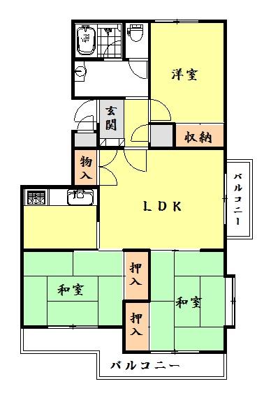 Floor plan. 3LDK, Price 13.8 million yen, Occupied area 68.14 sq m