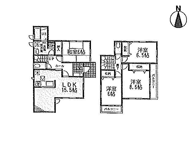 Floor plan. (1 Building), Price 31,800,000 yen, 4LDK, Land area 130.27 sq m , Building area 105.15 sq m