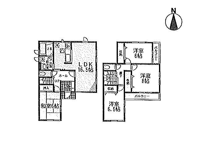 Floor plan. (Building 2), Price 31.5 million yen, 4LDK, Land area 130.35 sq m , Building area 105.16 sq m
