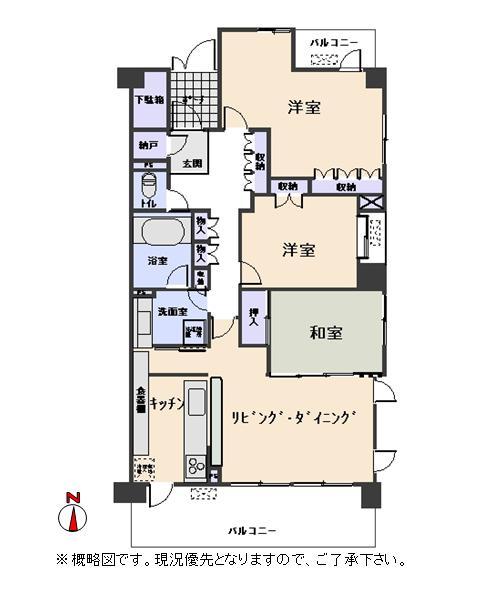 Floor plan. 3LDK + S (storeroom), Price 39 million yen, Occupied area 96.11 sq m , Balcony area 17.94 sq m