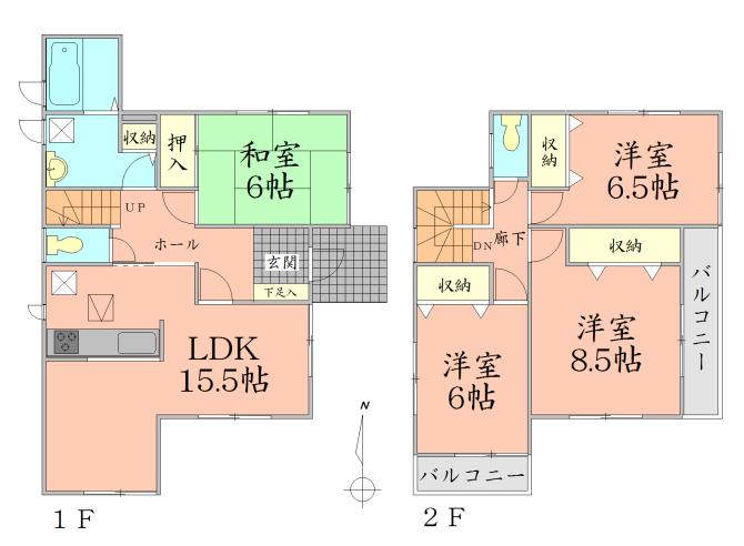Floor plan. 31,800,000 yen, 4LDK, Land area 130.27 sq m , Building area 105.15 sq m