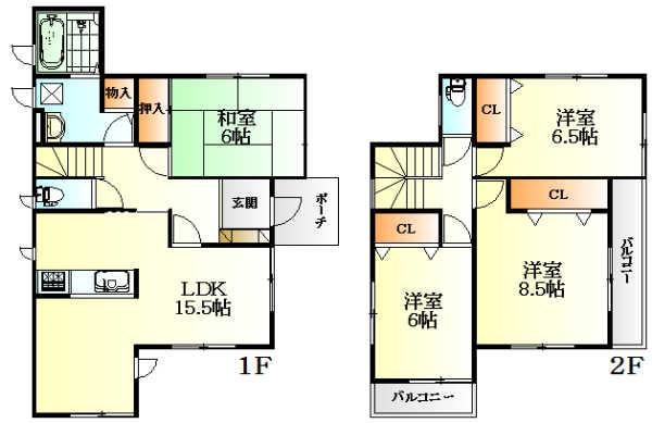 Floor plan. 31,800,000 yen, 4LDK, Land area 130.27 sq m , Building area 105.15 sq m
