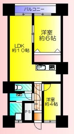 Floor plan. 2LDK, Price 7.6 million yen, Occupied area 54.86 sq m