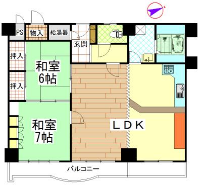 Floor plan. 2LDK, Price 9.8 million yen, Occupied area 86.76 sq m
