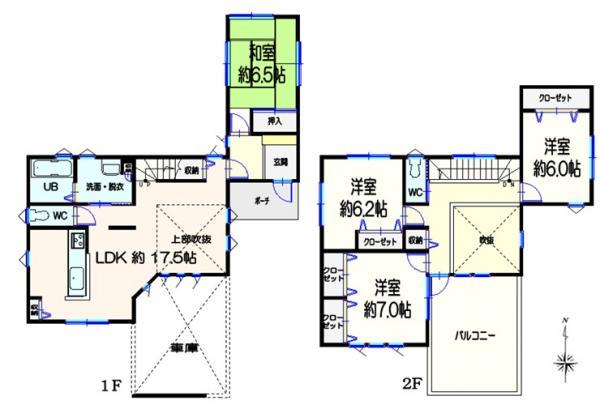 Floor plan. 33,800,000 yen, 4LDK, Land area 173.53 sq m , Building area 128.76 sq m