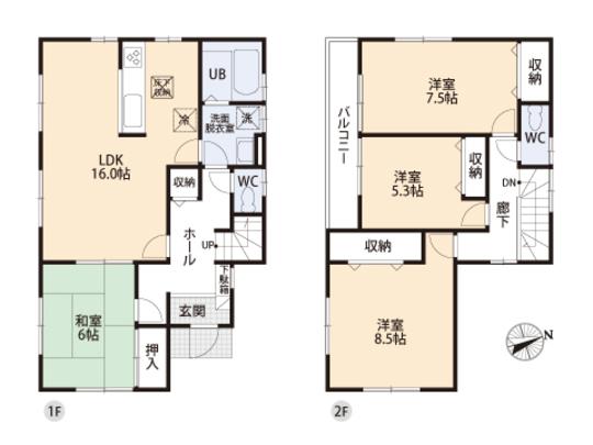 Floor plan. 28,300,000 yen, 4LDK, Land area 189.54 sq m , Building area 105.98 sq m floor plan