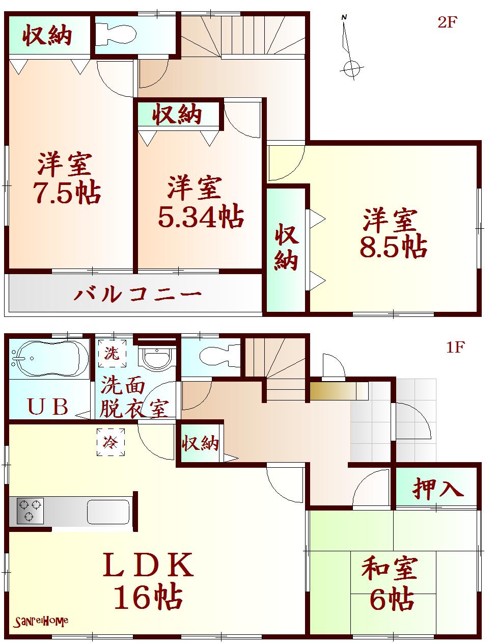 Floor plan. 28,300,000 yen, 4LDK, Land area 159.83 sq m , Building area 105.98 sq m