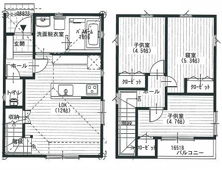 Floor plan. 27,700,000 yen, 3LDK, Land area 74.17 sq m , Building area 72.5 sq m