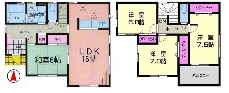Floor plan. (1 Building), Price 28.8 million yen, 4LDK, Land area 180 sq m , Building area 104.33 sq m