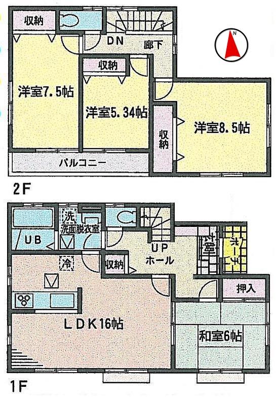 Floor plan. (3 Building), Price 28,300,000 yen, 4LDK, Land area 189.54 sq m , Building area 105.98 sq m