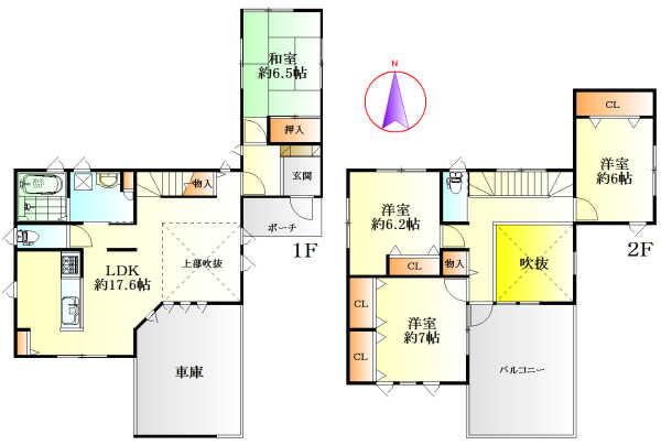 Floor plan. 33,800,000 yen, 4LDK, Land area 173.53 sq m , Building area 128.76 sq m