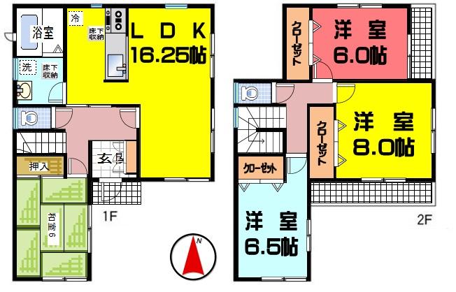 Floor plan. (Building 2), Price 31.5 million yen, 4LDK, Land area 130.35 sq m , Building area 105.16 sq m