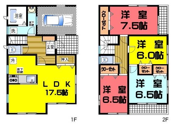 Floor plan. (3 Building), Price 30.5 million yen, 4LDK, Land area 130.61 sq m , Building area 115.92 sq m