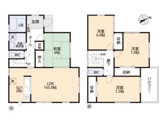 Floor plan. 28.8 million yen, 4LDK, Land area 183.99 sq m , Building area 104.33 sq m floor plan