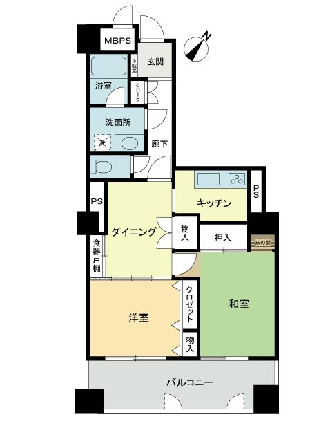 Floor plan. 2DK, Price 8.5 million yen, Occupied area 54.31 sq m , Balcony area 11.49 sq m 2DK