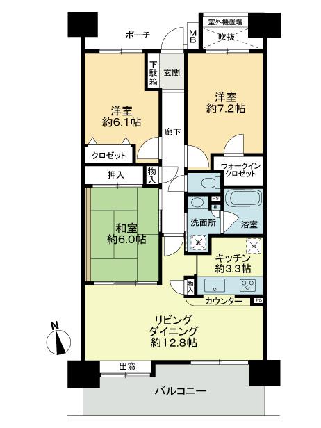Floor plan. 3LDK, Price 20,900,000 yen, Occupied area 78.88 sq m , Balcony area 13.6 sq m 3LDK