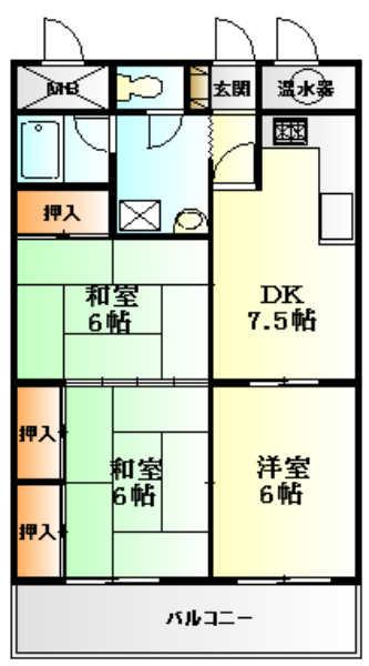 Floor plan. 3DK, Price 10.8 million yen, Occupied area 53.21 sq m , Balcony area 6.46 sq m