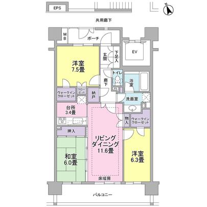 Floor plan.  ■ South 3 room type