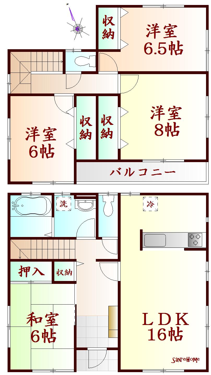 Floor plan. 20.8 million yen, 4LDK, Land area 170.34 sq m , Building area 105.98 sq m