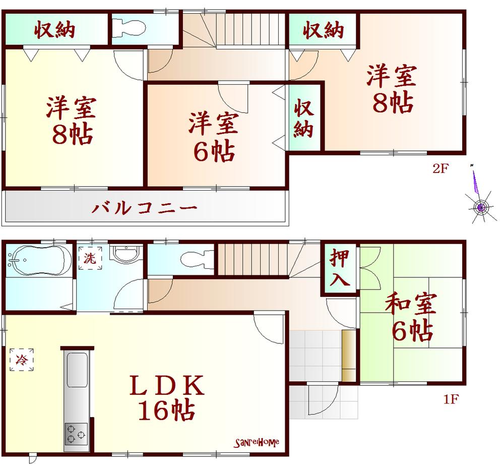 Floor plan. 22,300,000 yen, 4LDK, Land area 215.26 sq m , Building area 105.99 sq m