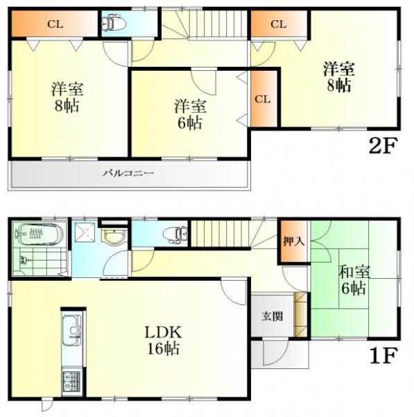 Floor plan. 22,300,000 yen, 4LDK, Land area 215.26 sq m , Building area 105.99 sq m