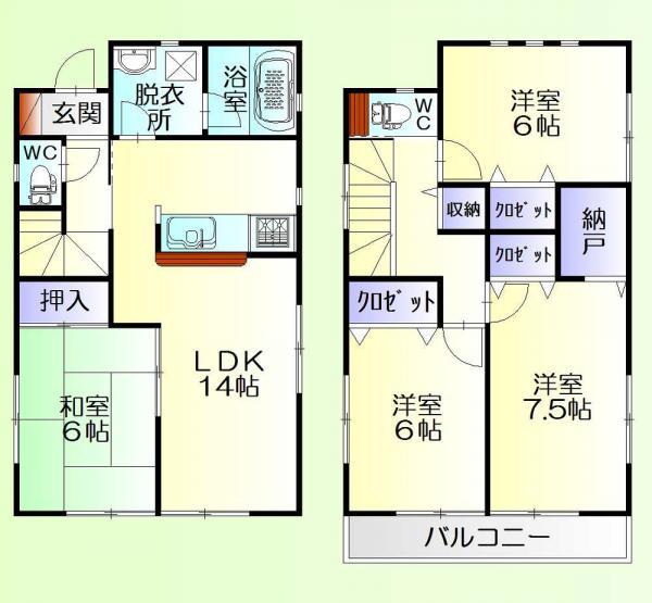 Floor plan. 20,900,000 yen, 4LDK, Land area 133.42 sq m , Building area 93.55 sq m