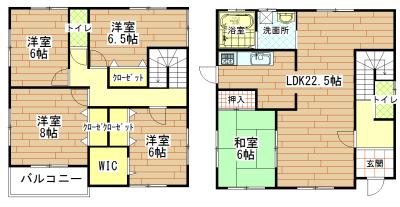 Floor plan. 17.8 million yen, 5LDK, Land area 260.05 sq m , Building area 129.72 sq m