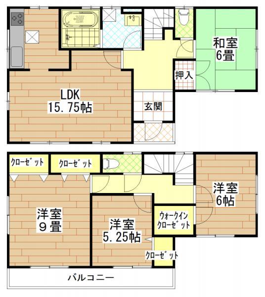 Floor plan. 20.5 million yen, 4LDK, Land area 188.09 sq m , Building area 104.33 sq m