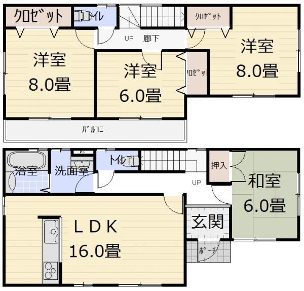 Floor plan. 22,300,000 yen, 4LDK, Land area 215.26 sq m , Building area 105.99 sq m