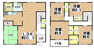 Floor plan. 17.8 million yen, 5LDK+S, Land area 260.05 sq m , Building area 129.72 sq m