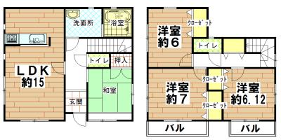 Floor plan. 14.9 million yen, 4LDK, Land area 186.91 sq m , Building area 95.37 sq m