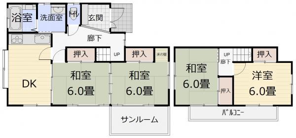 Floor plan. 14.8 million yen, 4LDK, Land area 218.58 sq m , Building area 97.76 sq m