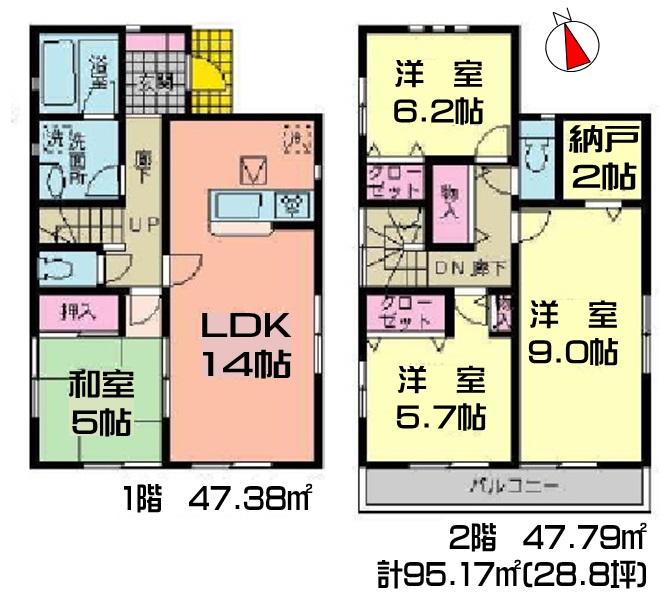 Floor plan. (3 Building), Price 20,900,000 yen, 4LDK+S, Land area 147.27 sq m , Building area 95.17 sq m