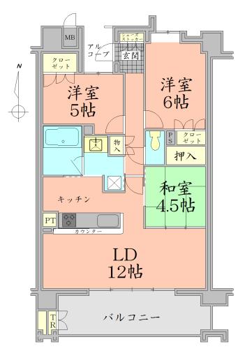 Floor plan. 3LDK, Price 20.8 million yen, Occupied area 66.78 sq m , Balcony area 10.89 sq m