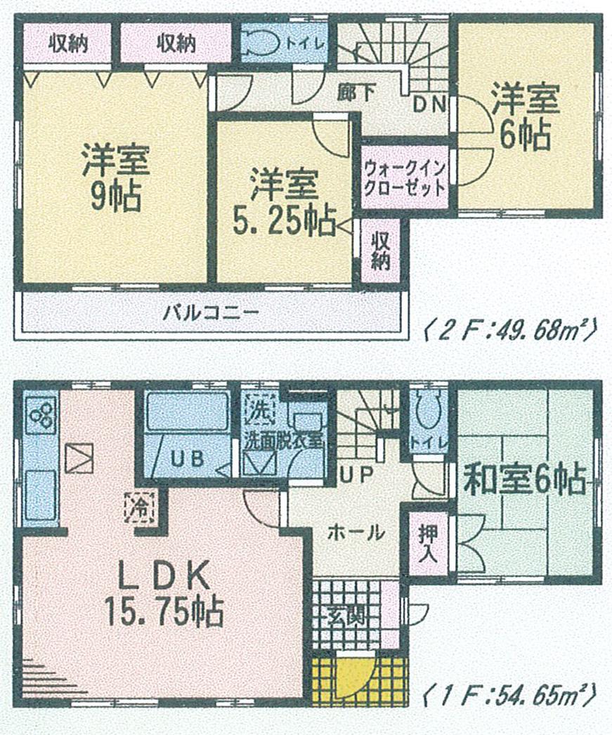 Floor plan. (Building 2), Price 20.5 million yen, 4LDK, Land area 188.09 sq m , Building area 104.33 sq m