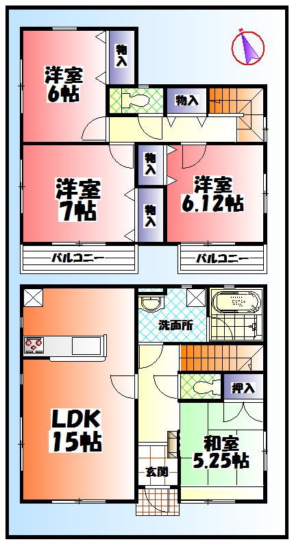 Floor plan. 20,900,000 yen, 4LDK, Land area 147.14 sq m , Building area 95.37 sq m