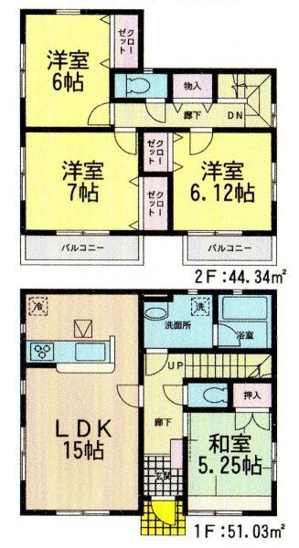 Floor plan. 20,900,000 yen, 4LDK, Land area 147.14 sq m , Building area 95.37 sq m