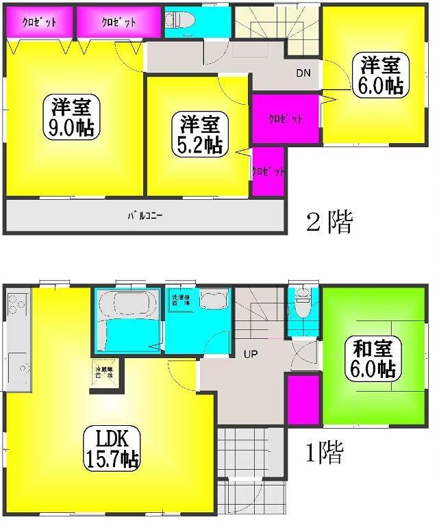 Floor plan. (Building 2), Price 20.5 million yen, 4LDK+S, Land area 188.09 sq m , Building area 104.33 sq m