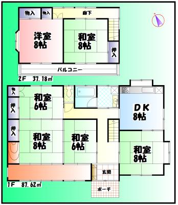 Floor plan. 14.8 million yen, 6DK, Land area 278.88 sq m , Building area 124.8 sq m
