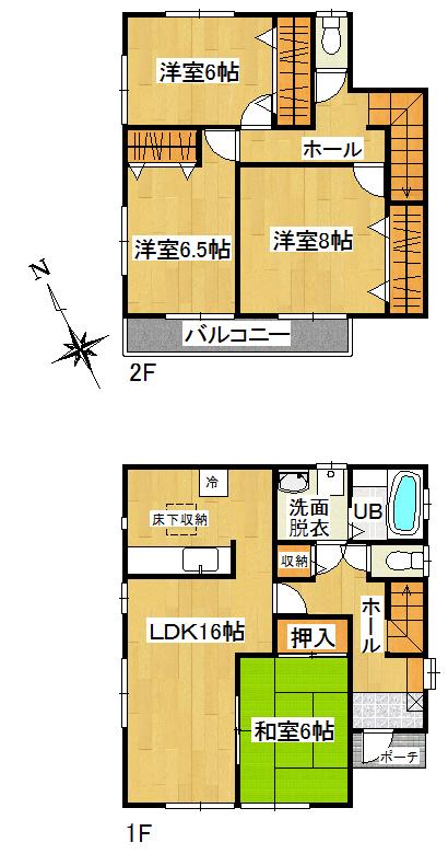 Floor plan. (1 Building), Price 21,800,000 yen, 4LDK, Land area 239.01 sq m , Building area 105.99 sq m