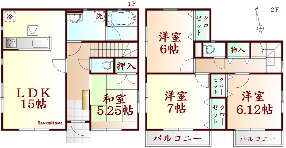 Floor plan. (1 Building), Price 20,900,000 yen, 4LDK, Land area 147.14 sq m , Building area 95.37 sq m