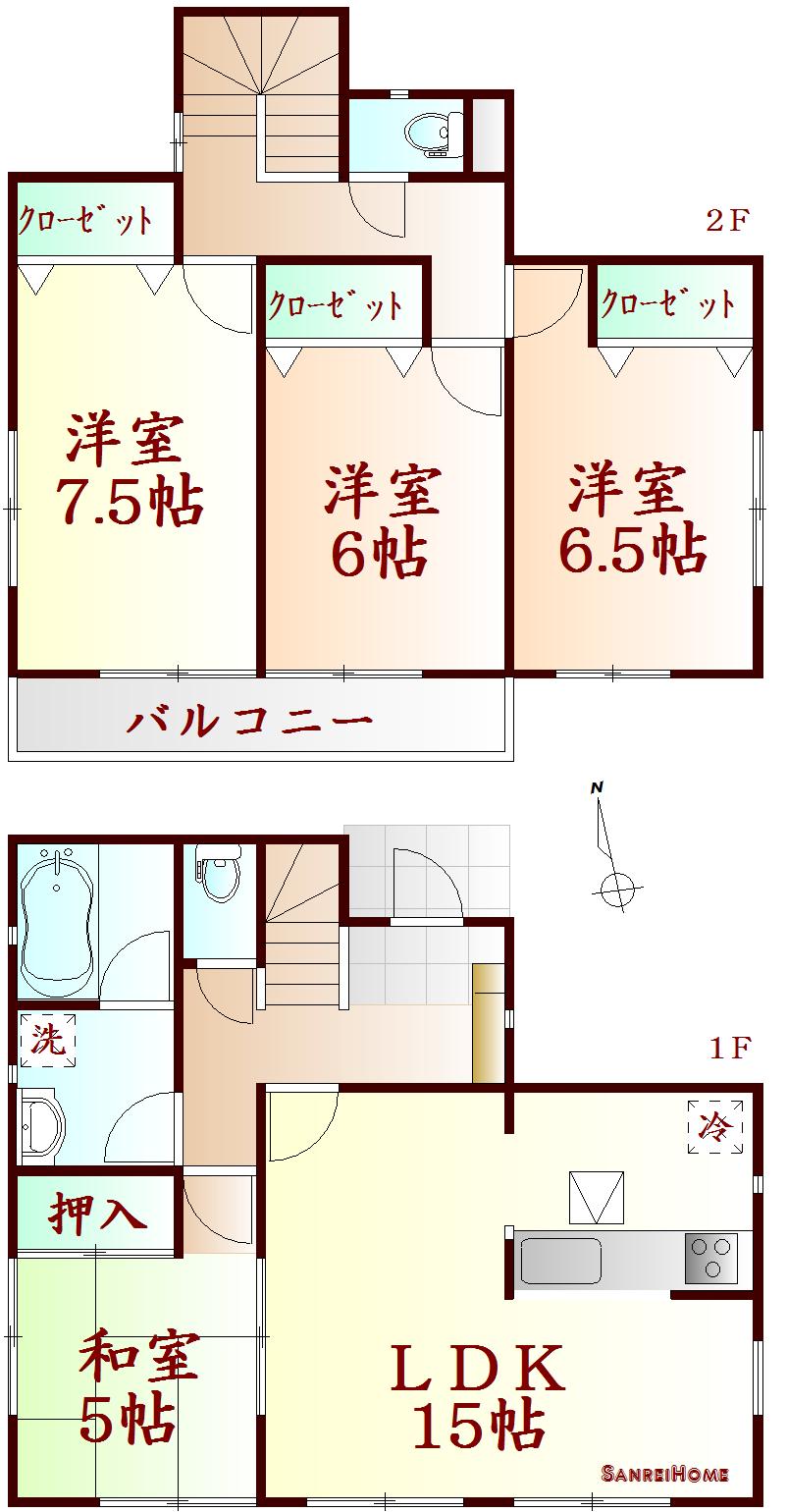 Floor plan. (Building 2), Price 19.9 million yen, 4LDK, Land area 147.28 sq m , Building area 94.77 sq m