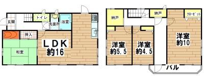 Floor plan. 22,800,000 yen, 4LDK+S, Land area 343.02 sq m , Building area 108.07 sq m