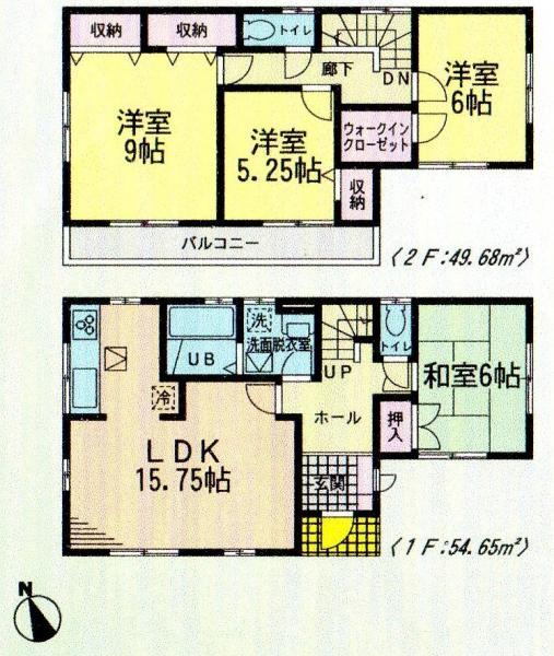 Floor plan. 20.5 million yen, 4LDK, Land area 188.09 sq m , Building area 104.33 sq m
