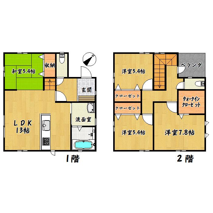 Floor plan. 21.9 million yen, 4LDK + S (storeroom), Land area 133.59 sq m , Building area 97 sq m Shibata District Ōgawara