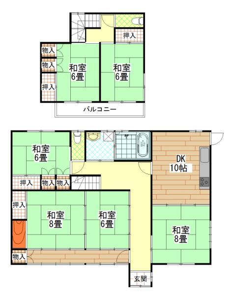 Floor plan. 13.8 million yen, 6DK, Land area 197.01 sq m , Building area 136.7 sq m